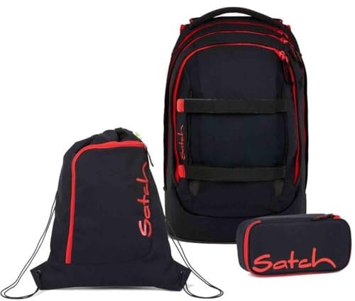 Satch Pack Schulrucksack Set 3tlg. inkl. Schlamperbox und Sportbeutel (Fire Phantom)