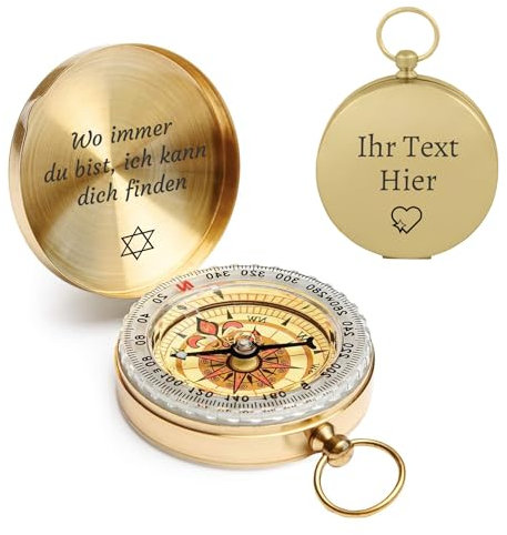 Personalisierte Kompass Outdoor Benutzerdefinierter tragbarer Outdoor Kompas mit Leuchtziffern Wasserdicht Kompass für Männer und Frauen, Wandern, Camping, Jagd (Personalisierter Kompass)