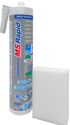 Ultrabond MS Rapid 290ml mit Reinigungsschwamm, Montagekleber & Dichtstoff | Extrem, lösungsmittelfrei, schimmelresistent | Für Innen- & Außenanwendungen | Flexibel, wetterfest & schnell aushärtend