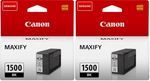 Canon PGI-1500 BK Tintentank Schwarz - 12,4 ml für MAXIFY Tintenstrahldrucker Original, 9218B001 (Packung mit 2)