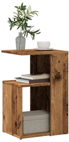 Zeehear Beistelltisch in Altholz-Optik, 36x30x56 cm, robuster Holzwerkstoff, Nachttisch mit Ablage für Wohnzimmer und Schlafzimmer, vielseitiger Akzenttisch