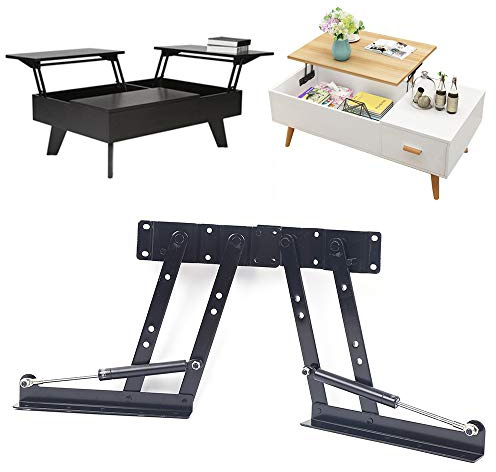 Pneumatisches Lift Up Scharnier Hebemechanismus, 2 Stück bis 40 kg belastbar Stahl höhenverstellbare Lifting Bracket für Couchtisch Schreibtisch Möbelbau Klappbeschlag Möbelbeschlag