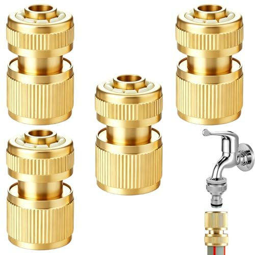 Schlauchkupplung 1/2 Zoll Messing 4 Stück,Gartenschlauch Anschluss Gartenschlauch-Adapter, Schlauchverbinder für Wasserschlauch Outdoor Schlauch Rohr Werkzeug