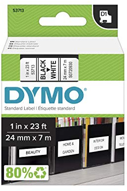 TAPE, 24MM, BLACK/WHITE 53713 By DYMO