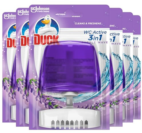 Duck Toilet Cleaner, 3-in-1 Toilet Liquid Rim Block, Purple Wave, 55 ml, Pack of 6