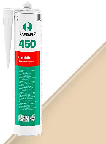 RAMSAUER 450 Sanitär 1K Silikon (Eiche) - 310ml Kartusche, ideal für Feuchträume & Nassbereiche, Lebensmittelbereich, leicht verarbeitbar, schnelle Tiefhärtung, optimale Glättbarkeit