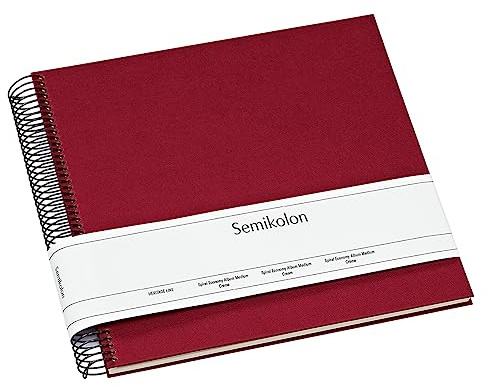 Semikolon 352947 Spiral Album Economy Medium - 23x22,3 cm, Fotoalbum, 40 Seiten cremeweiß, Fotobuch, burgundy dunkel-rot