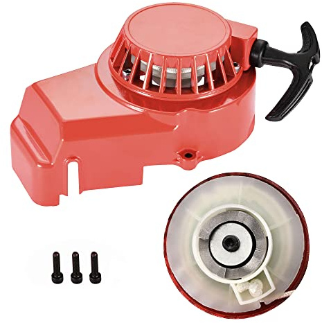 GOOFIT Motorcycle Alloy Pull Start Recoil Starter Replacement for KXD01 2 Stroke 43cc 47cc 49cc ATV Mini Dirt Bike Scooter Brush Cutter Water pump Red