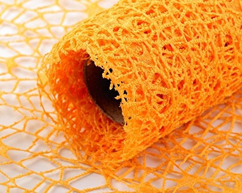 Schnoschi Dekostoff aus Baumwolle dottergelb, Rolle 4,5 m x 50 cm, Tischläufer, Dekonetz, Netzband, Tischband, Netzstoff, Textil-Netzgewebe, viele Farben