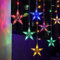 BLOOMWIN Lichtervorhang Stern Lichterkettenvorhang USB 3x0,65M 120LEDs 8Modi Stimmungslichter Weihnachtsbeleuchtung für Fenster Tür Innen Sternenvorhang Bunt