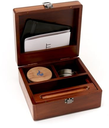 LITT Small Stash Box – Premium Wooden Storage Organiser with Lock, Airtight Smell-Proof Container, Resealable Mylar Bags, Rolling Tray & More – Brown Colour