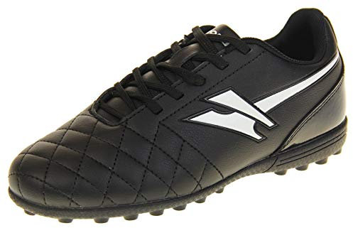 Boys Astro Turf Kids Sports Touch Fastening Lace Up Shoes Football Trainers Black & White 4 UK (37 EU)