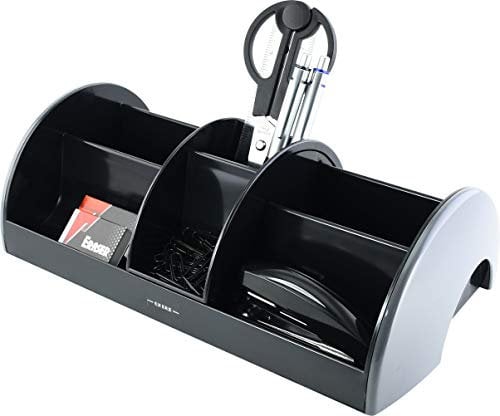 EXERZ EX895A O-Life MEGA Tisch-Organizer/Ablagesystem mit Bürobedarfset 30x16x9 cm - Schere, Hefter, Heftklammern, Lineal, Radiergummi, Büroklammern INKLUSIVE - Ablagesystem/Stiftehalter (Grau)