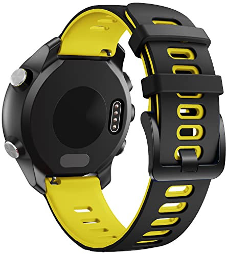 NotoCity per Garmin Vivoactive 3 Cinturino, 20mm Cinturino di Ricambio in Silicone per Samsung Galaxy Active 2 /Gear Sport/Galaxy Watch 42mm/ Garmin Forerunner 645/245(nero giallo)
