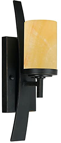 Licht-Erlebnisse Dekorative Wandlampe LAPIDE Stein Schirm Gelb Rustikal Design Lampe Flur Wohnzimmer Schlafzimmer