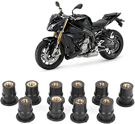 Kit de Tuercas de Pozo M5 de 10 Piezas, Tuercas de Pozo de Goma para Parabrisas de 5 mm/0,2 Pulgadas, Pernos de Parabrisas de Motocicletas m¨¦tricas, Tuerca de Pozo, Negro