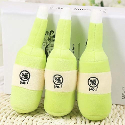 ZZjingli PE17A541 3 PCS Pet Dog Toys Training Squeaky Sound Milk Wine Bottle Shape Plush Dog Chew Toys(Blue) (Color : Green)