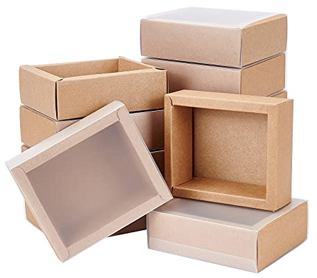 BENECREAT 12 Stück Kraftpapier Geschenkboxen Mit Mattdeckel 10.5x8.5x4cm | Schubladenbox Für Schmuck Speicher Display, Hochzeit, Valentinstag, Partys, Halloween, Weihnachten und Muttertag