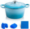 MICHELANGELO Dutch Oven Cast Iron 26cm/ 5L, Cast Iron Dutch Oven for InductIon Hob, Csat Iron Pot with Lid 26cm, Round Casseroles Dish with Lid, Blue