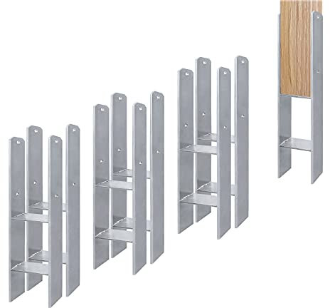 Aufun 6 Stück H-Pfostenträger in Ausführung 121mm H-anker H-Form Stahlträger- 600 mm Länge, Materialstärke 5mm (6 Stück 121mm)