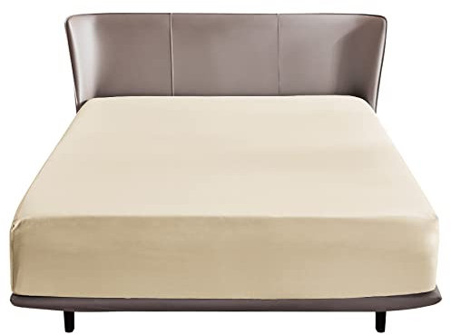Bedsure Spannbettlaken 90x200cm Boxspringbett Topper - Polyester Mikrofasermaterial Bettlaken 90x200 cm für Matratzenhöhe bis 30 cm, weiches Spannbetttuch Leintuch, Beige