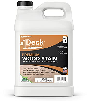 SaverSystems #1 Deck Premium - Tinte de madera semitransparente para cubiertas, vallas y revestimientos, 2.5 galones (gris)