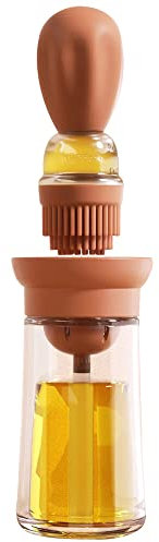 Botella dispensadora de aceite con cepillo para barbacoa, contenedor dispensador y recipiente de almacenamiento de aceite y cepillo de silicona para cocina,barbacoa,asar y cocinar,T-OB21,rojo