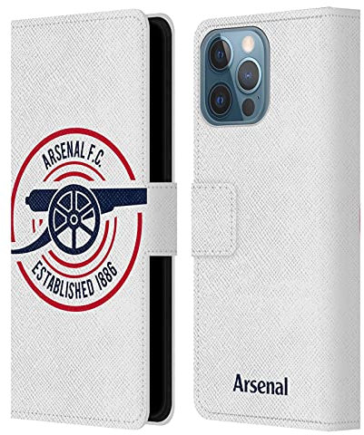 Head Case Designs Officially Licensed Arsenal FC 1886 Crest and Gunners Logo Leather Wallet Case Compatible With Apple iPhone 13 Pro Max