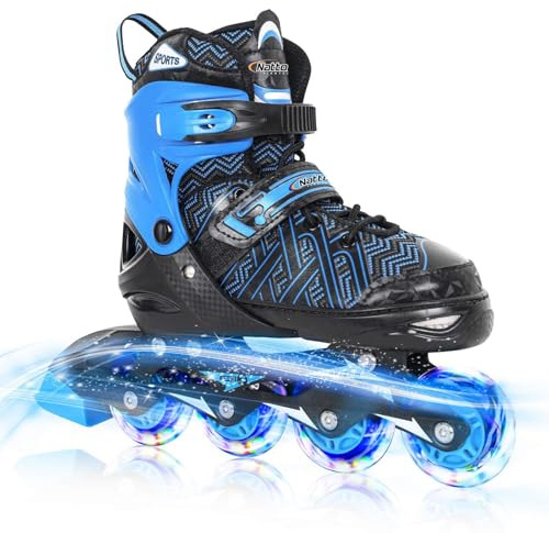 Nattork Verstellbare Inline Skates für Tollder Boys mit leuchtenden Rädern - Little Kids Blade Rollschuhlaufen für Anfänger