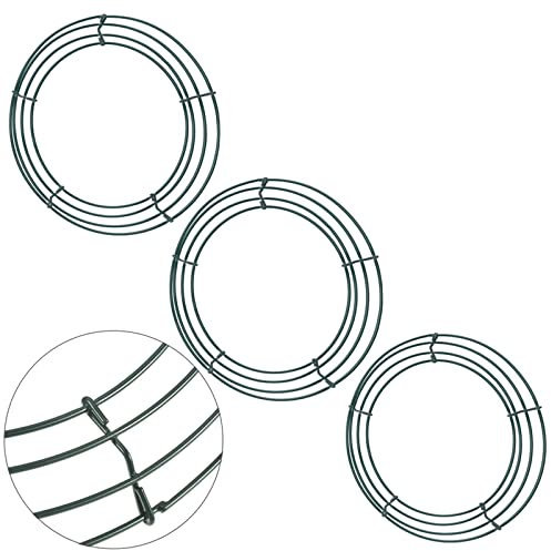 3 Stück Kranz Ring Metall für Weihnachten Draht Kranz Herstellung Ringe,12 Zoll Grüne Metallkranz,Runder Metall Kranz Rahmen Draht für Weihnachten Halloween Dekoration