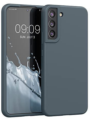 kwmobile Hülle kompatibel mit Samsung Galaxy S22 Plus Hülle - Silikon Handy Case - Handyhülle weiche Oberfläche - kabelloses Laden - Dunkler Schiefer