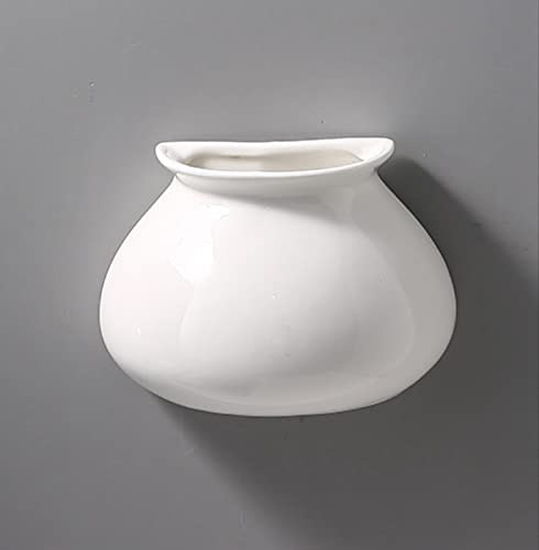 Ceramic Vase White Wall Mounted Plant Holder Vase Ceramic Plant Flower Wall Planter Succulent Decor for Home and Office