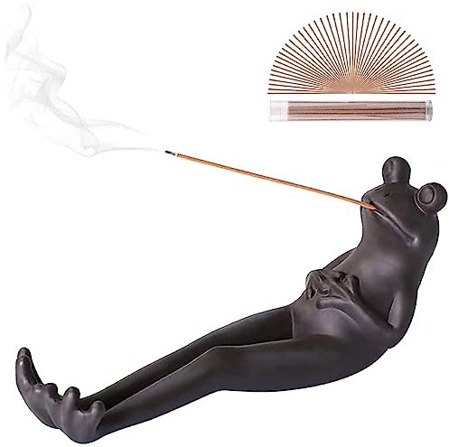 Pipihome Räucherstäbchenhalter in Froschform, Räuchergefäß Weihrauchhalter Brenner aus Keramik Aschefänger Lustige Frosch-Verzierung Wohnaccessoires für Yoga Meditation Home Room Office