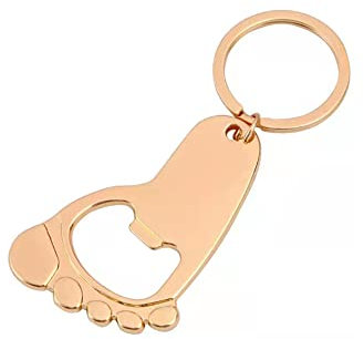 ARFUKA Bottle Opener Keyring Mini Foot Pendant Soda Beer Bottle Opener Keychain Beverage Bottle Opener Key Holder Women Men Gift for Birthday Christmas Festival Gold