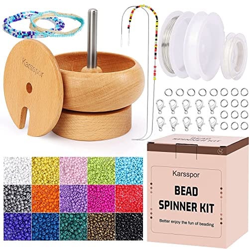 Karsspor Perlen-Spinner mit 15000 Stück Rocailles und 2 Stück Perlennadeln, Schmuckherstellung, Perlen-Spinner, Spin Bead Loader für Schmuckherstellung, Tonperlen, Taillenperlen (Patent)