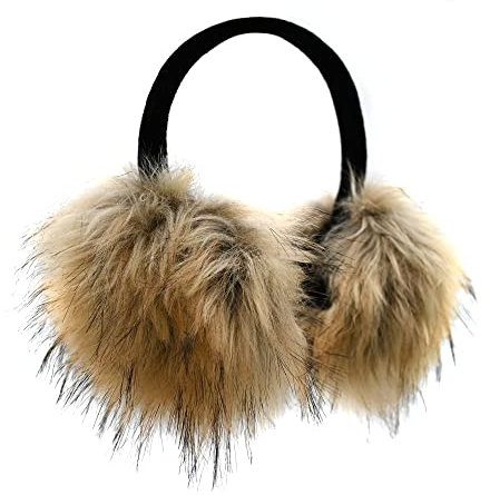 Onmygogo Cache-oreille en fausse fourrure pour l'hiver, doux, chaud et pliable - Brun mélangé - Medium