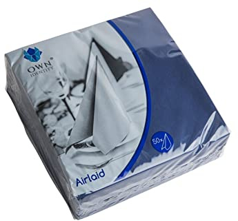 We Can Source It Ltd - Pocket Pop In Airlaid Napkins | 40cm 8 Fold | Linen Feel Luxury Feel Paper - Navy Blue - 100 Napkins (2 Packs)