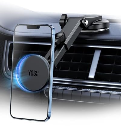YOSH Mag-Safe Handyhalterung Auto, Magnetische Handy Halterung für iPhone 16/15/14/13/12 Serie & Mag-Safe-Hüllen, 360° Drehung Autohalterung Magnet Halterung für Armaturenbrett & Windschutzscheibe