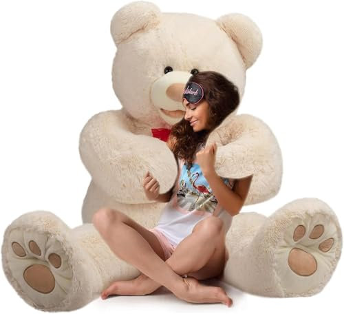 HollyHOME 150cm Teddy groß Teddybär XXL Kuscheltier Geschenk, Plüschtier Stofftier Weiches Spielzeug Bär Tedi Kuschelbär Beige