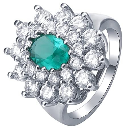 Statement Ring, Damen Zircon Ring Blume Bands Zum Muttertag Größe 60 (19.1)