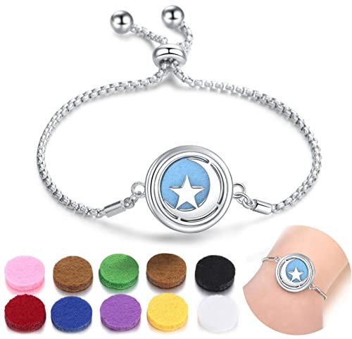 SIXDUTON Armbänder Damen Aromatherapie Diffusor ätherisches Öl Armband, Edelstahl Aromatherapie Verstellbares Armband Set für Frauen