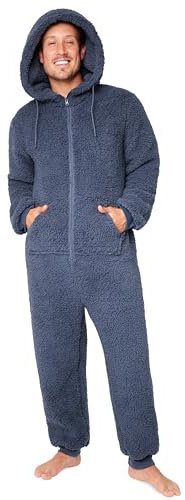 CityComfort Pigiama Intero Uomo - Pigiama Invernale Uomo in Caldo Pile con Cappuccio M-3XL - Pigiami Interi per Ragazzi Idea Regalo (Grigio Scuro, L)