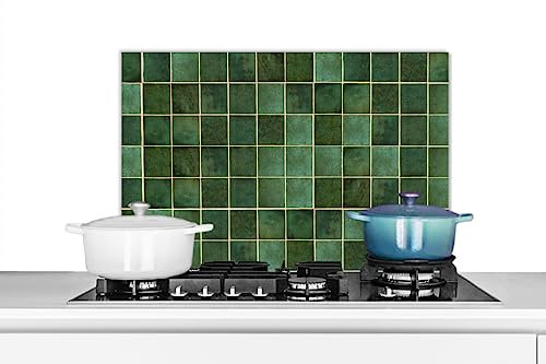 KitchenYeah© Küchenrückwand Platte Spritzschutz Küche Deko Aluminium Platte Spritzschutz Herd Alternative für GlasplatteFliesen - Grün - Luxus - Muster - 60x40 cm