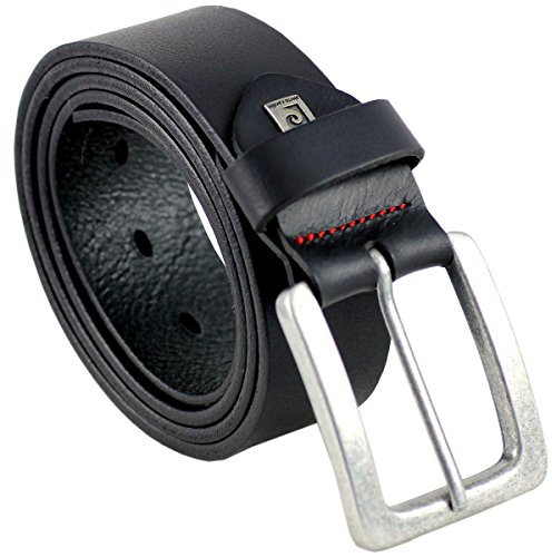 Pierre Cardin Herren-Leder-Gürtel, Gürtel Herren, Jeans-Gürtel Vollbüffelleder, schwarz/braun, Größe/Size:120, Farbe/Color:schwarz
