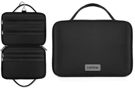 Carttiya Reise Kulturtasche Herren – Gross Kulturbeutel zum Aufhängen mit Wasserdichter Waschtasche & Kosmetiktasche, Praktischer Reise-Kulturtasche Geschenke zum Vatertag (Schwarz)