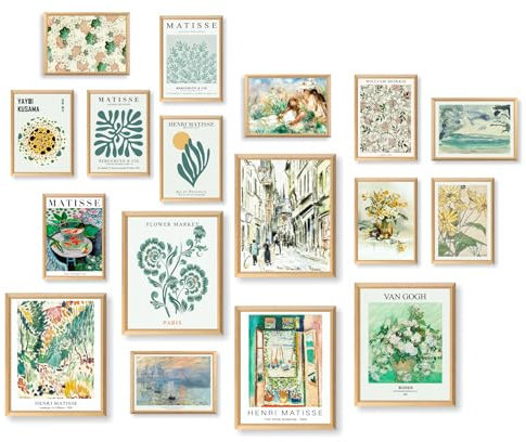 Matisse-Wanddrucke für Schlafzimmer, Salbeigrün, Wandkunst, Ausstellungsposter, Wand-Collage-Set, Bilder für Wohnzimmer, eklektisches Boho-Vintage-Wohnheim, Galerie, Heimdekoration
