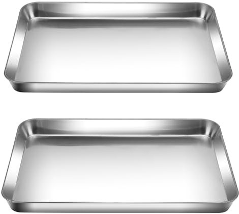HEIYUET Lot de 2 plaques de cuisson rectangulaires en acier inoxydable - 40 x 30 cm - 2,5 cm de profondeur - Pour rôtir, servir - Passe au lave-vaisselle