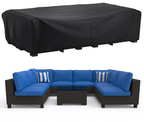 Farfy Funda Muebles Jardin Impermeable 242x162x100cm, Funda Mueble Exterior Tejido Oxford 600D, Cubre Sofas de Jardín con Ventilación, a Prueba de Viento, Anti-UV, Resistente al Desgarro