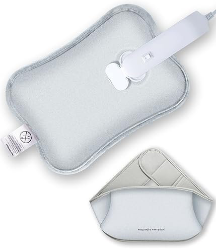 Snowpea Electric Hot Water Bottle with Belly Belt 55 inch, Electric Hot Water Bag, Electric Heat Pack for Warms Hands and Tummy - Gray