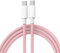 NoveltyThunder Compatible For iPhone 15 Plus Pro Max 1M USB C to USB C Charger Cable 60W Super Fast Charge Nylon Braided Fabric Data Lead (Pink)
